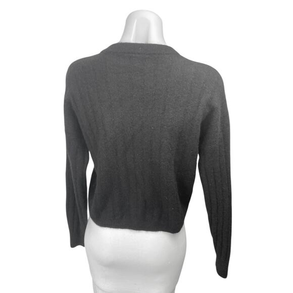 Naadam Women's Black 100% Cashmere Ribbed Knit Long Sleeve Sweater Top Size L - Picture 2 of 4